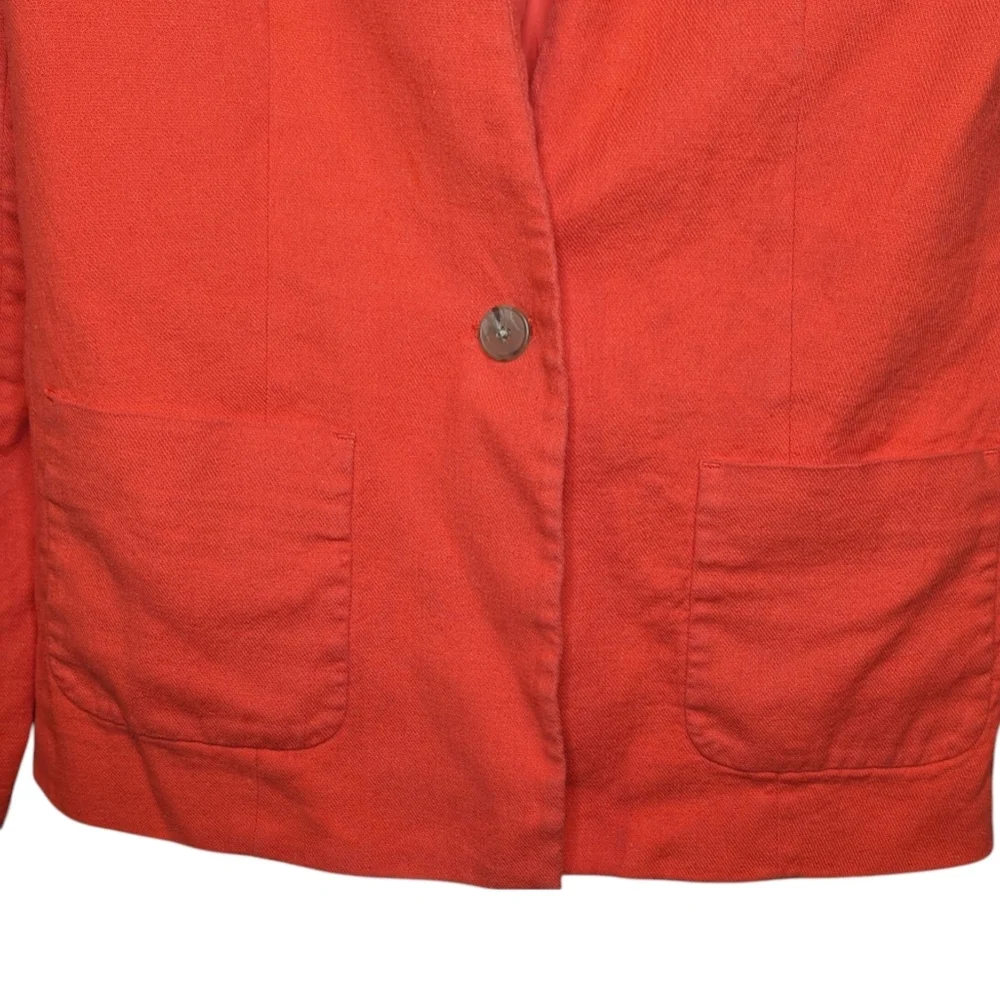 Banana Republic Blazer Size 12 Coral Linen Blend Tailored One Button Workwear
